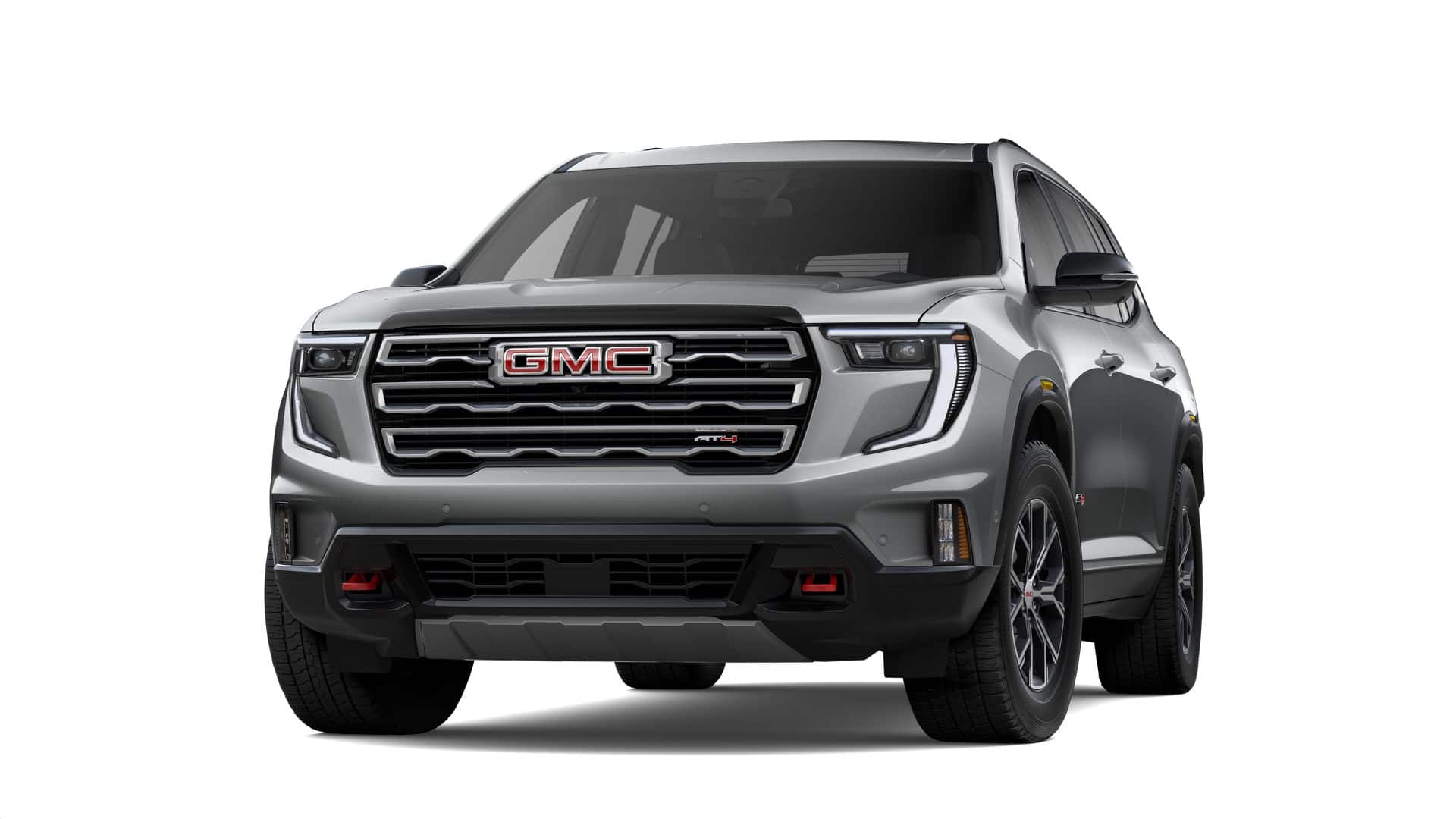 2026 GMC Acadia AT4 in Sterling Metallic — front three-quarter view