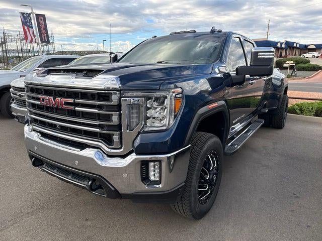 2022 GMC Sierra 3500 HD SLT DRW in Pacific Blue Metallic — front three-quarter view