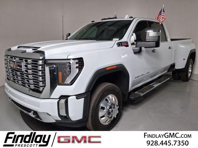 2026 GMC Sierra 3500 HD Denali DRW in Glacier White Tricoat — front three-quarter view